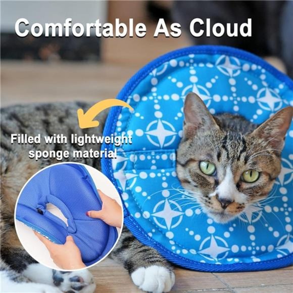 Soft Dog Cones, Adjustable Cone Collar with Hook & Loop and Drawstring (Medium) - Picture 2 of 6